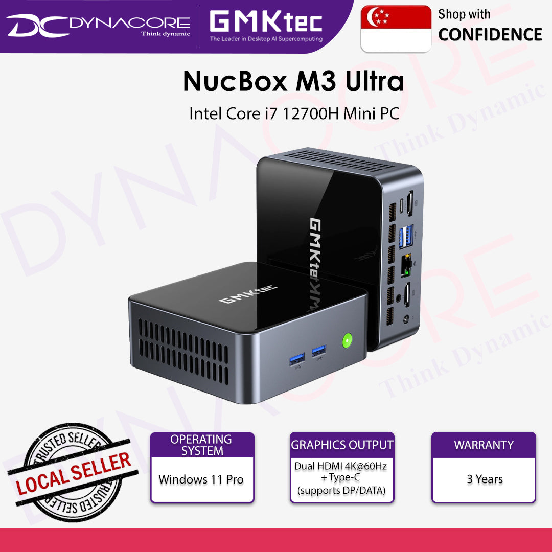 GMKTec NucBox M3 Ultra Complete Mini PC - Intel Core i7 12700H, 2x16GB DDR4 3200MHz, 1TB NVME M.2 SSD, Windows 11 Pro - 6972570964027