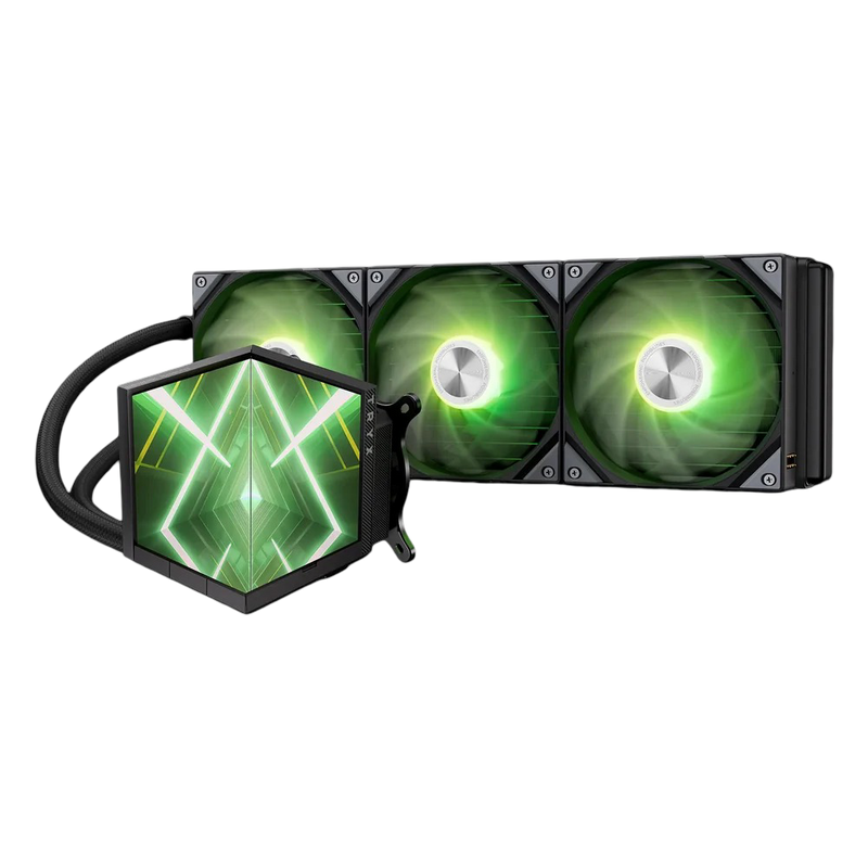 TRYX Stage 360 ARGB 360mm Dual 4-inch IPS Display 60Hz HD IPS AIO Liquid CPU Cooler - Black - 6977029650551