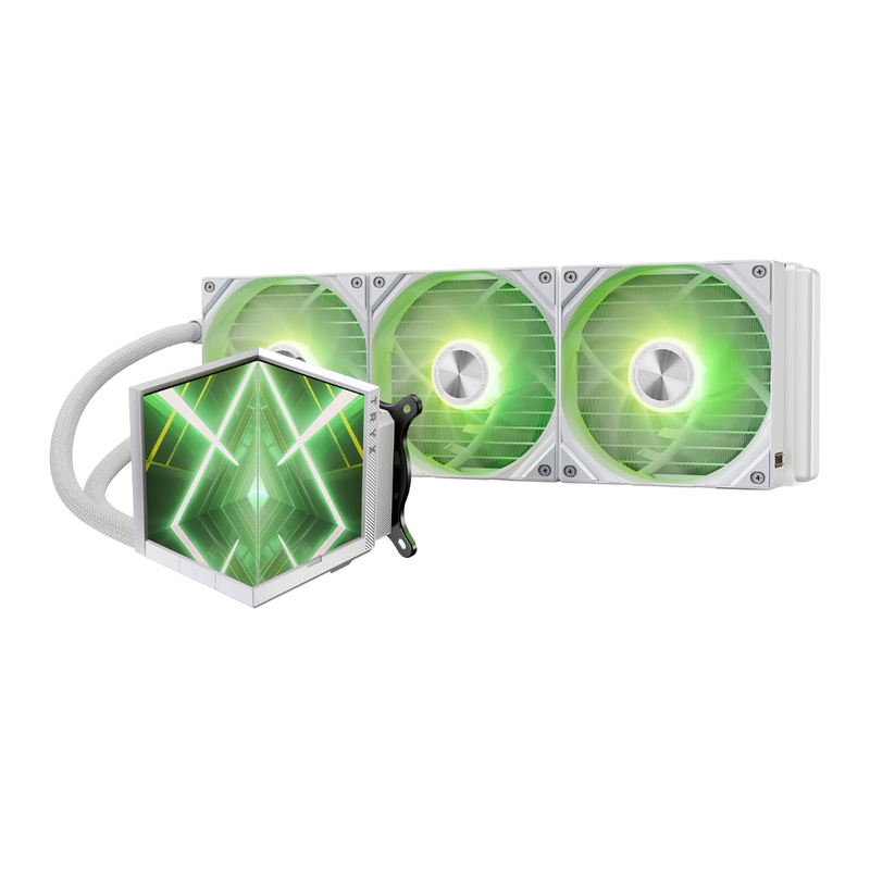 TRYX Stage 360 ARGB 360mm Dual 4-inch IPS Display 60Hz HD IPS AIO Liquid CPU Cooler - White -  6977029650568