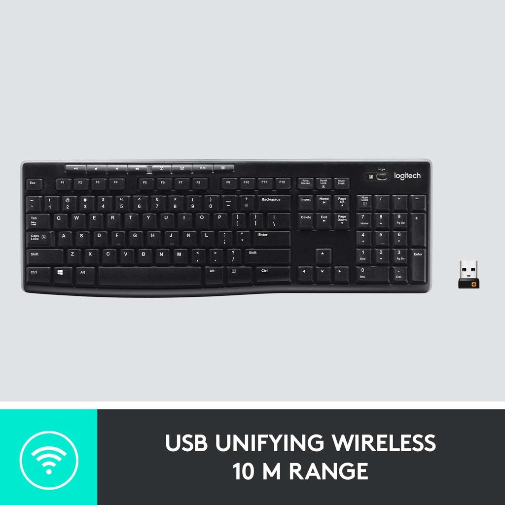 Logitech K270 Full Size Wireless Keyboard with Unifying Receiver for Windows 920-003057 - 097855073921