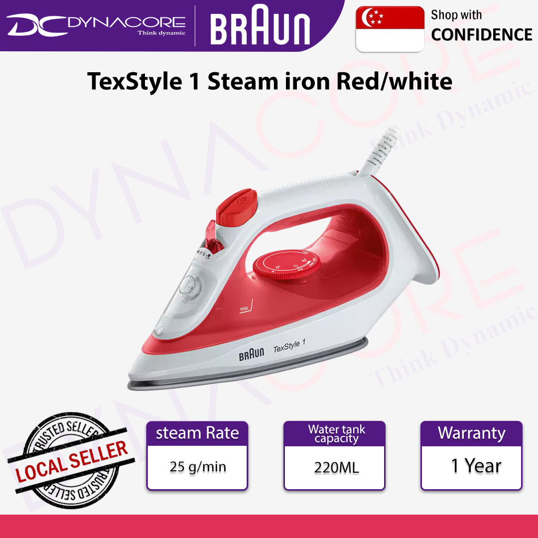 Braun TexStyle 1 SI1019RD - Steam Iron, 1900W, 120g/min - 25g/min turbo - 8021098000774