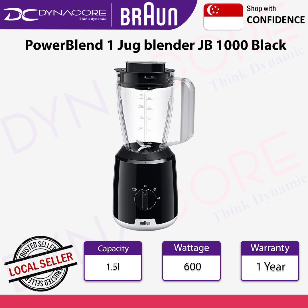 Braun JB1000BK - PowerBlend 1 jug blender, plastic jug, black color - 8021098002174