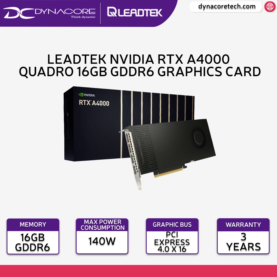 LEADTEK NVIDIA RTX A4000 16GB WORKSTATION GDDR6 GPU -812674024844