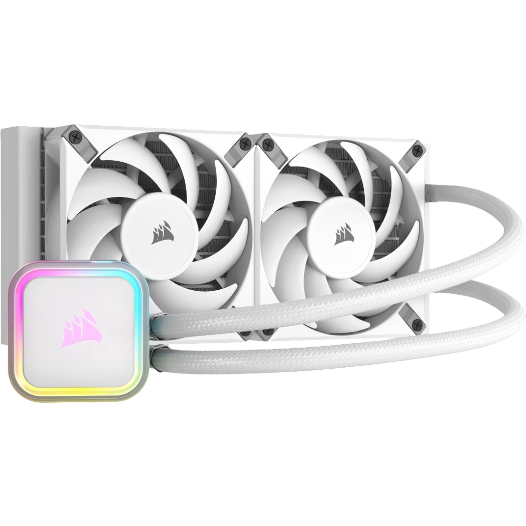Corsair iCUE H100i Elite RGB Liquid CPU Cooler 120mm AF Elite Series FDB Fans 240mm Radiator White - 840006600282