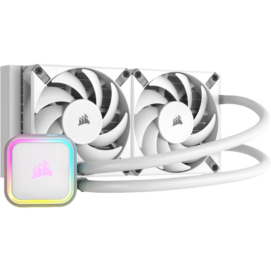 Corsair iCUE H100i Elite RGB Liquid CPU Cooler 120mm AF Elite Series FDB Fans 240mm Radiator White - 840006600282