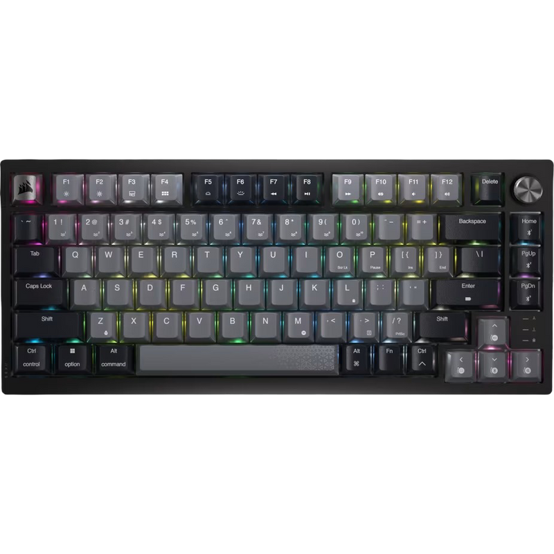 CORSAIR K65 Plus Wireless Mechanical Keyboard, Backlit RGB LED, Corsair MLX Red - MIDNIGHT GRAY - 840006665366