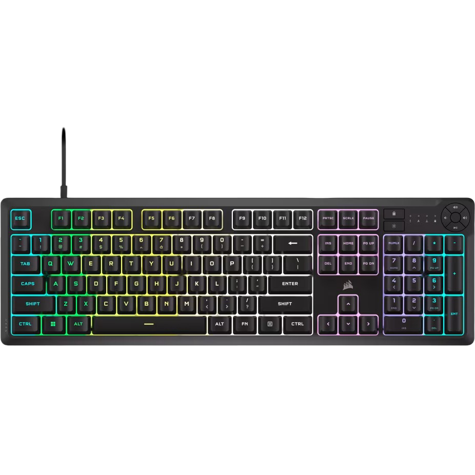 Corsair K55 Core RGB Gaming Keyboard Dynamic RGB Backlit Keys Spill Resistant Black - 840006666547