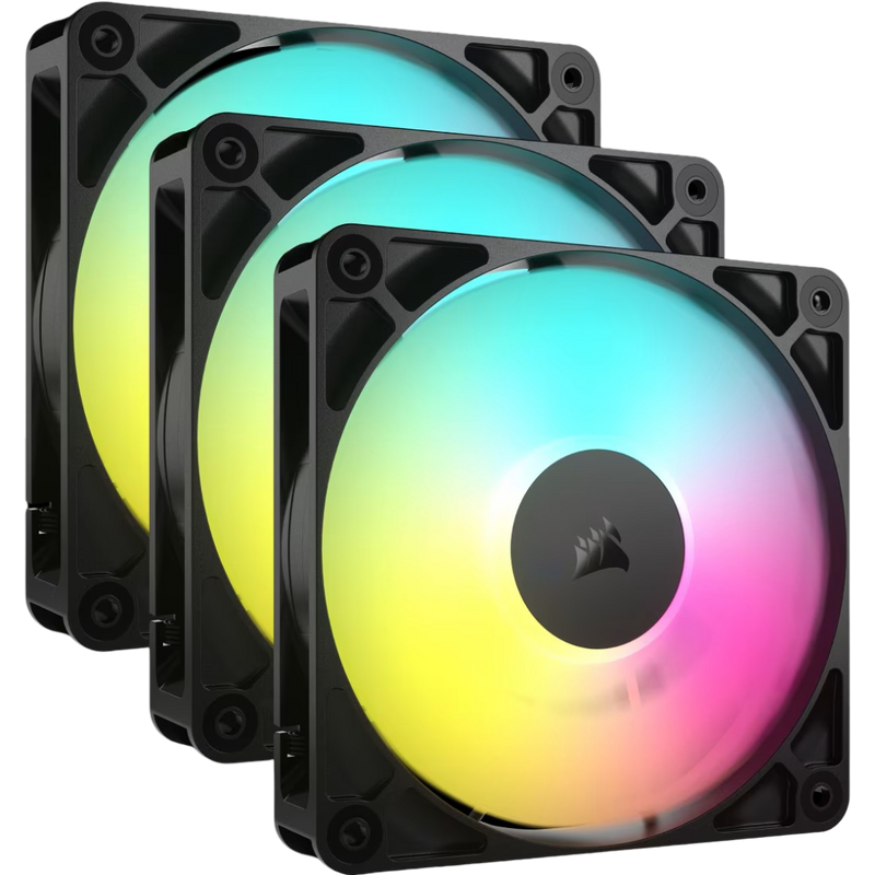 Corsair RS120 ARGB 120mm PWM Fans Triple Pack - Black - 840006684138