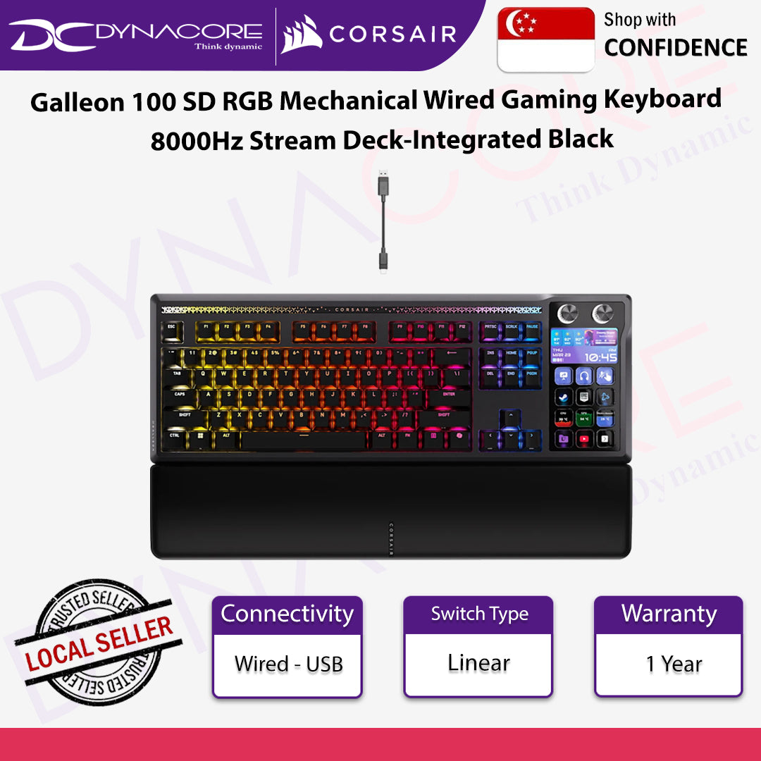 Corsair Galleon 100 SD RGB Mechanical Wired Gaming Keyboard  8000Hz Stream Deck-Integrated Black - 840440407867