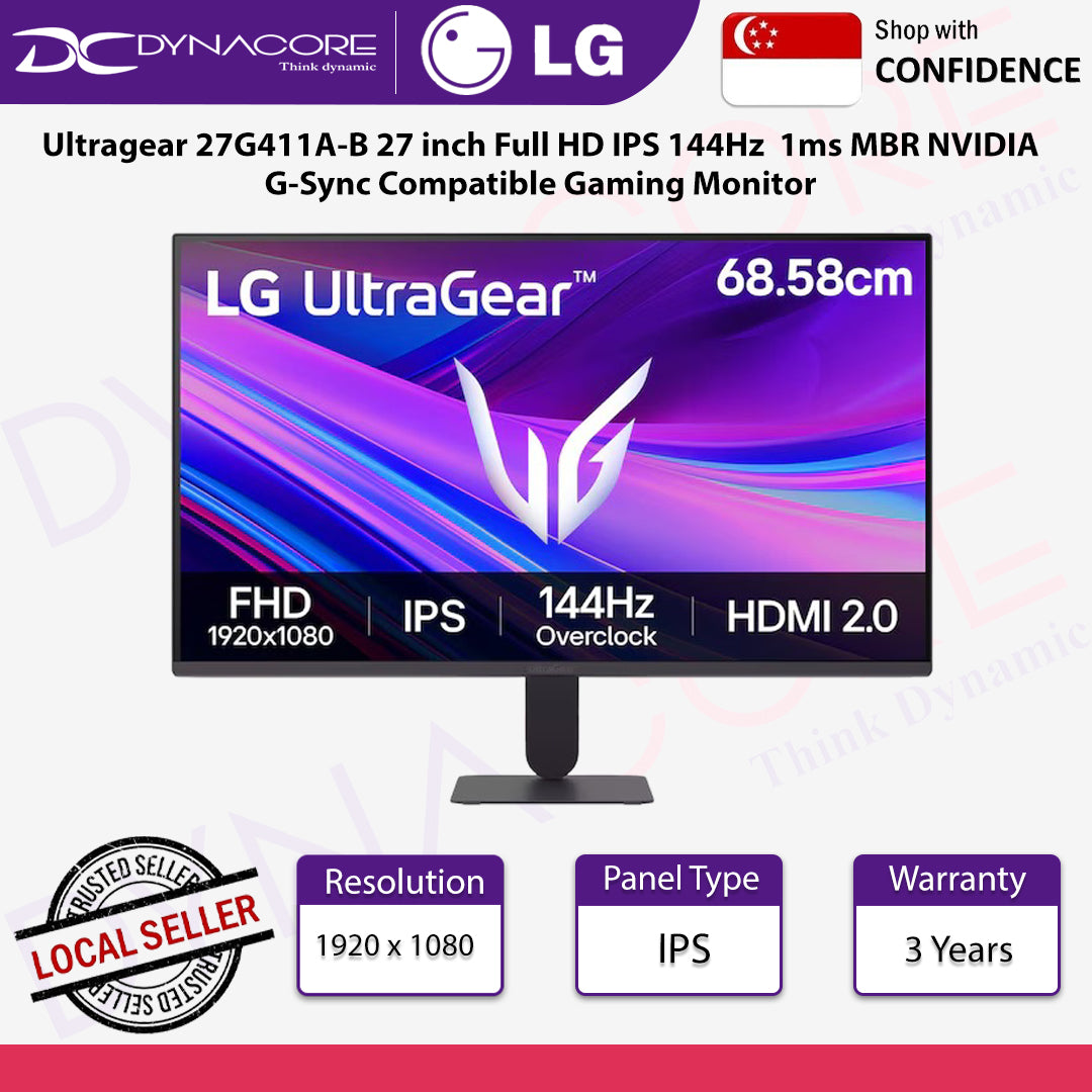 LG Ultragear 27G411A-B 27 inch Full HD IPS 144Hz  1ms MBR NVIDIA G-Sync Compatible Gaming Monitor - 8806096528129