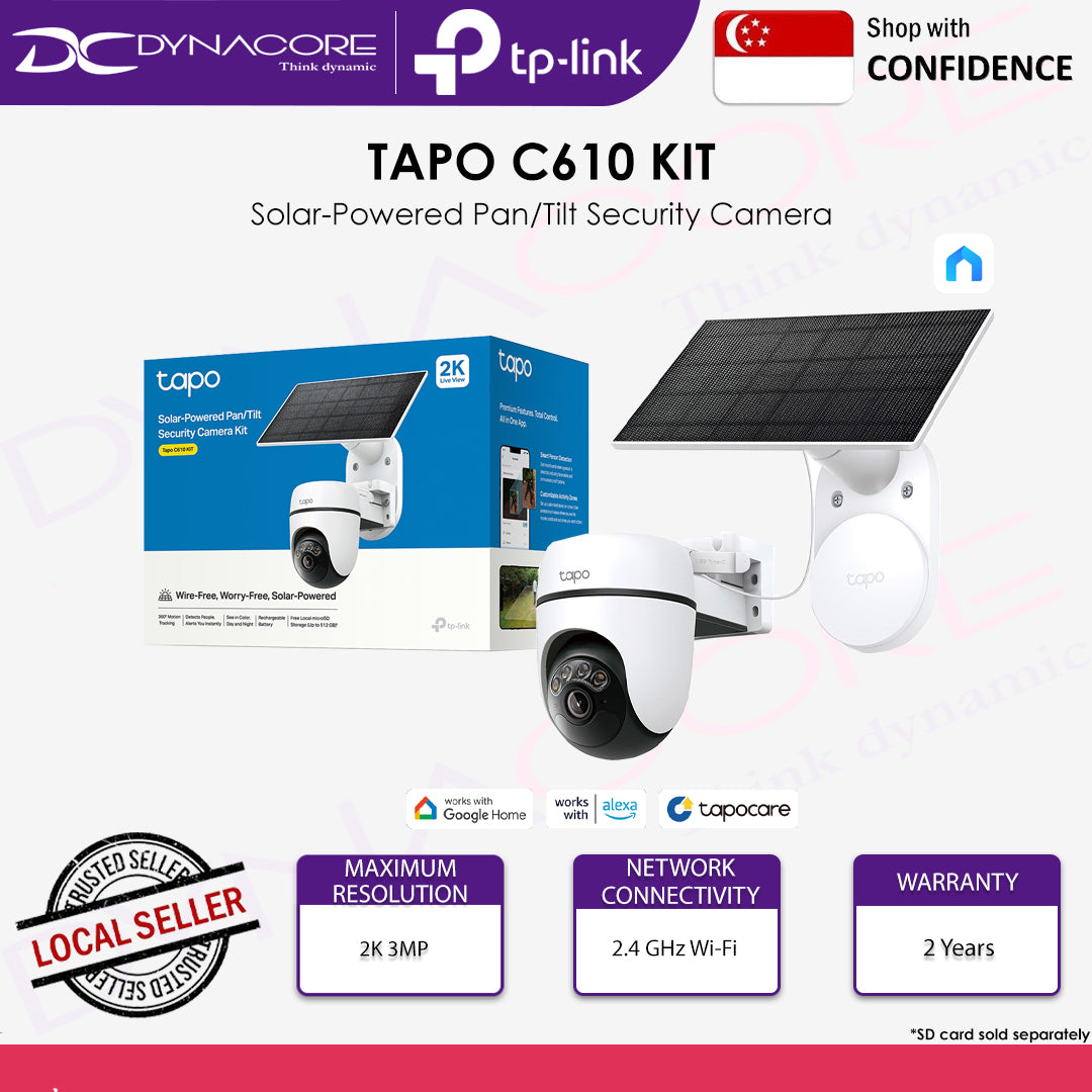 TP-LINK Tapo C610 KIT 2K 3MP Solar-Powered Pan/Tilt Security Camera Kit - 8885020629651