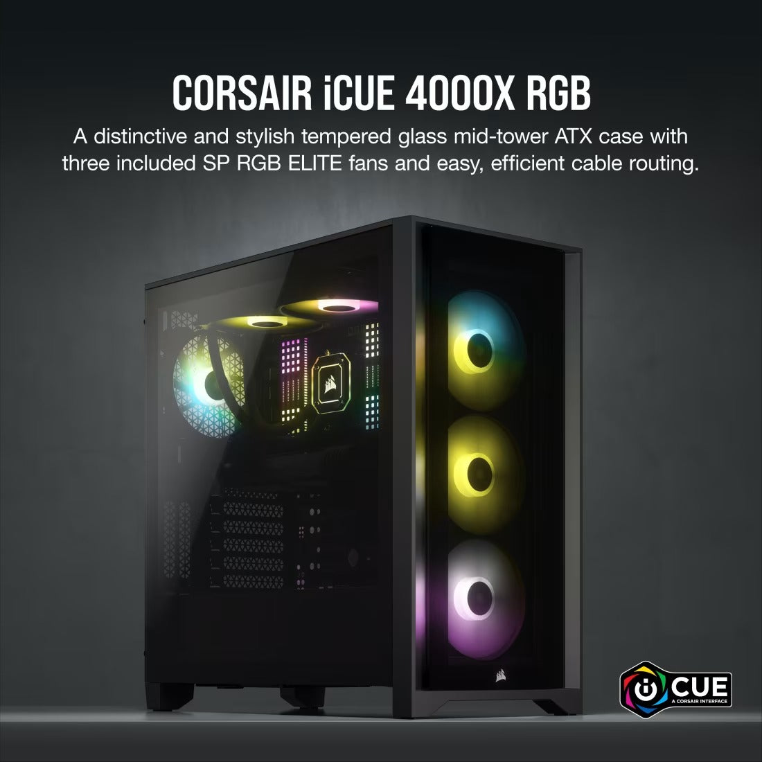 Corsair iCUE 4000X RGB Tempered Glass Mid-Tower Case - Black - CS-CC-9011204-WW