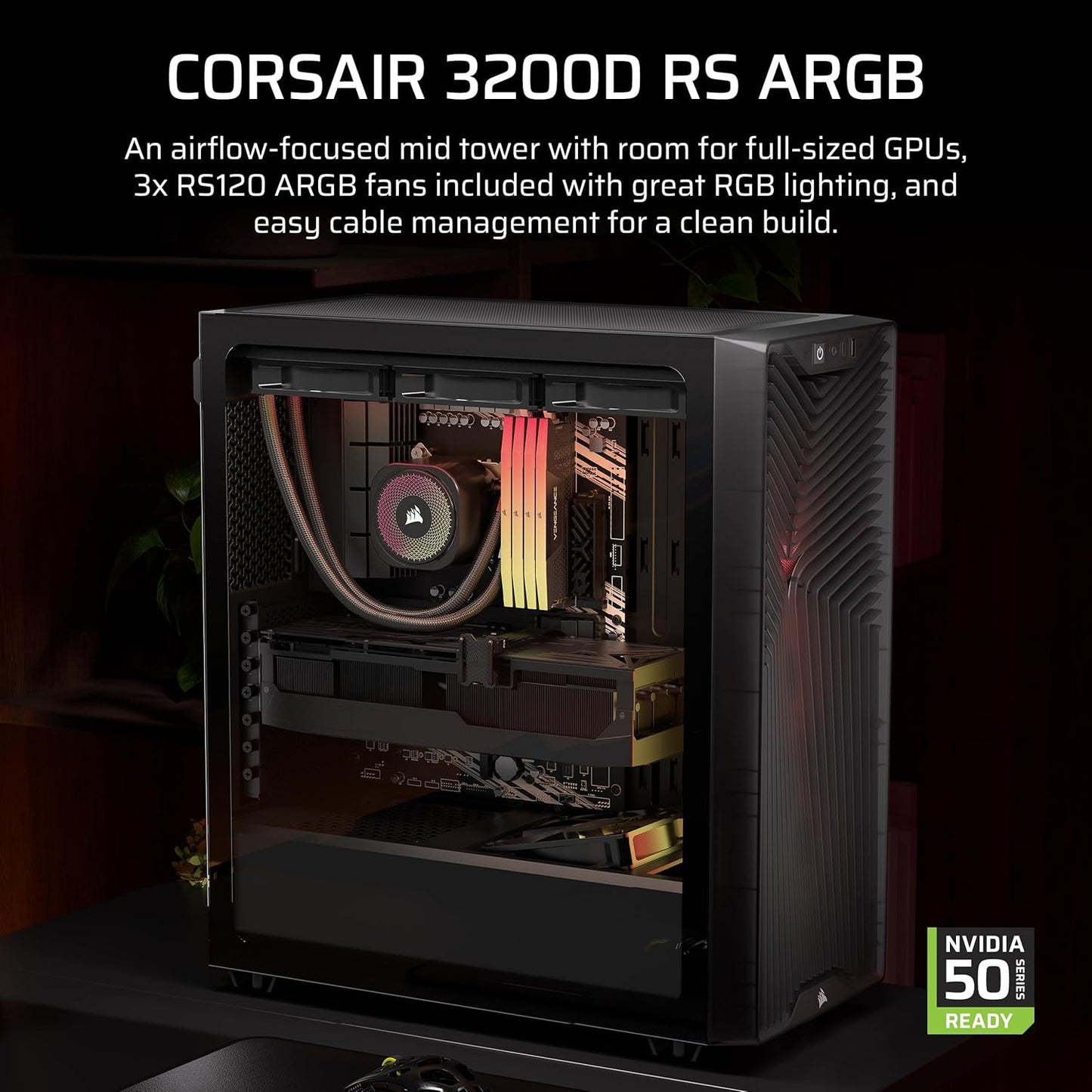 Corsair 3200D RS ARGB Mid-Tower PC Case - Smoke - CC-9011346-WW