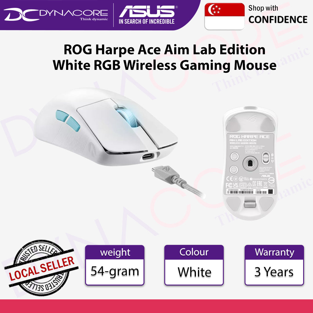 ASUS ROG Harpe Ace Aim Lab Edition White RGB Wireless Gaming Mouse - 4711387136560