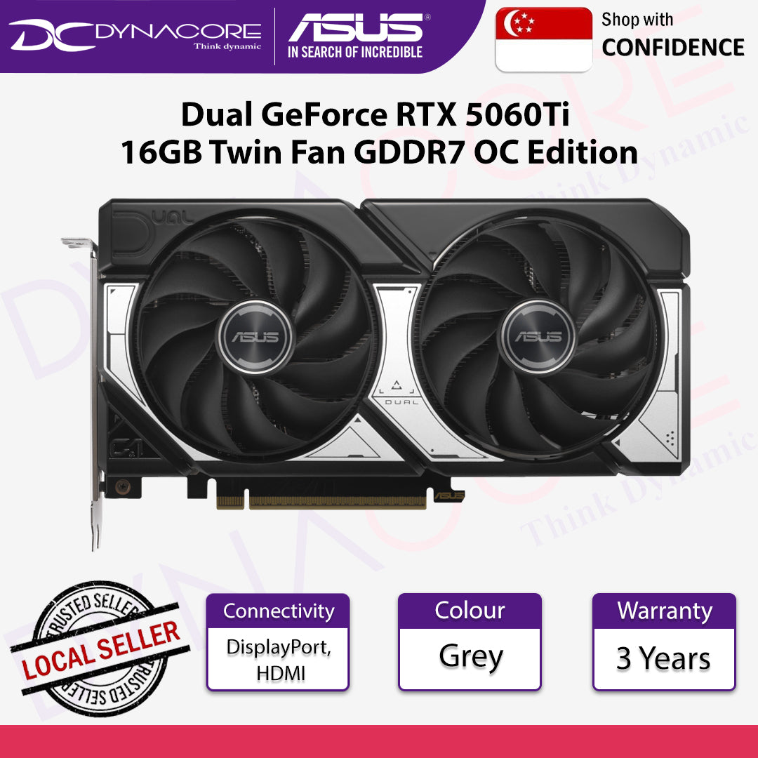 ASUS Dual GeForce RTX 5060Ti 16GB Twin Fan GDDR7 OC Edition - 4711387994306
