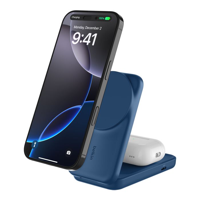 BELKIN QI2.2 25WATT 2-IN-1 WIRLESS-CHARGER SQ BLUE - 745883931019