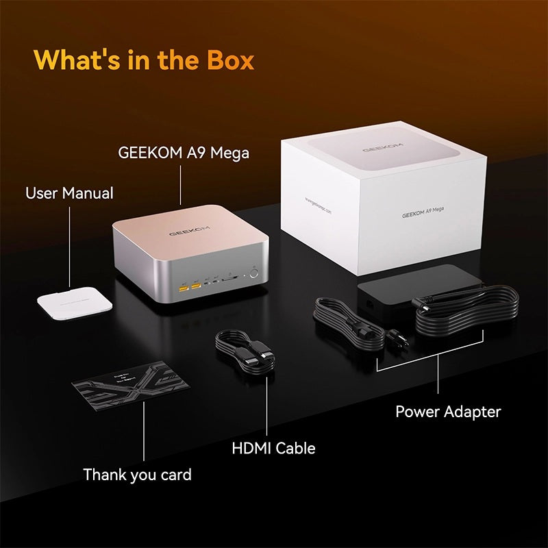 GEEKOM A9 MEGA MINIPC FULL SET (AMD RYZEN AI MAX+ 395 /128GB LPDDR5 RAM/ 2TB M.2 SSD/ RADEON 8060S/ WIN11 PRO/WIFI 7+BT5.4) - GMA9MEGAAIMAX+395-1282-UK