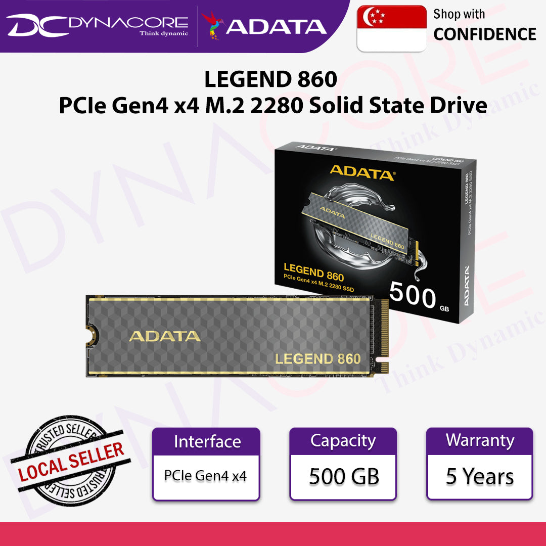 ADATA LEGEND 860 500GB PCIe Gen4 x4 M.2 2280 Solid State Drive - 4711085949486