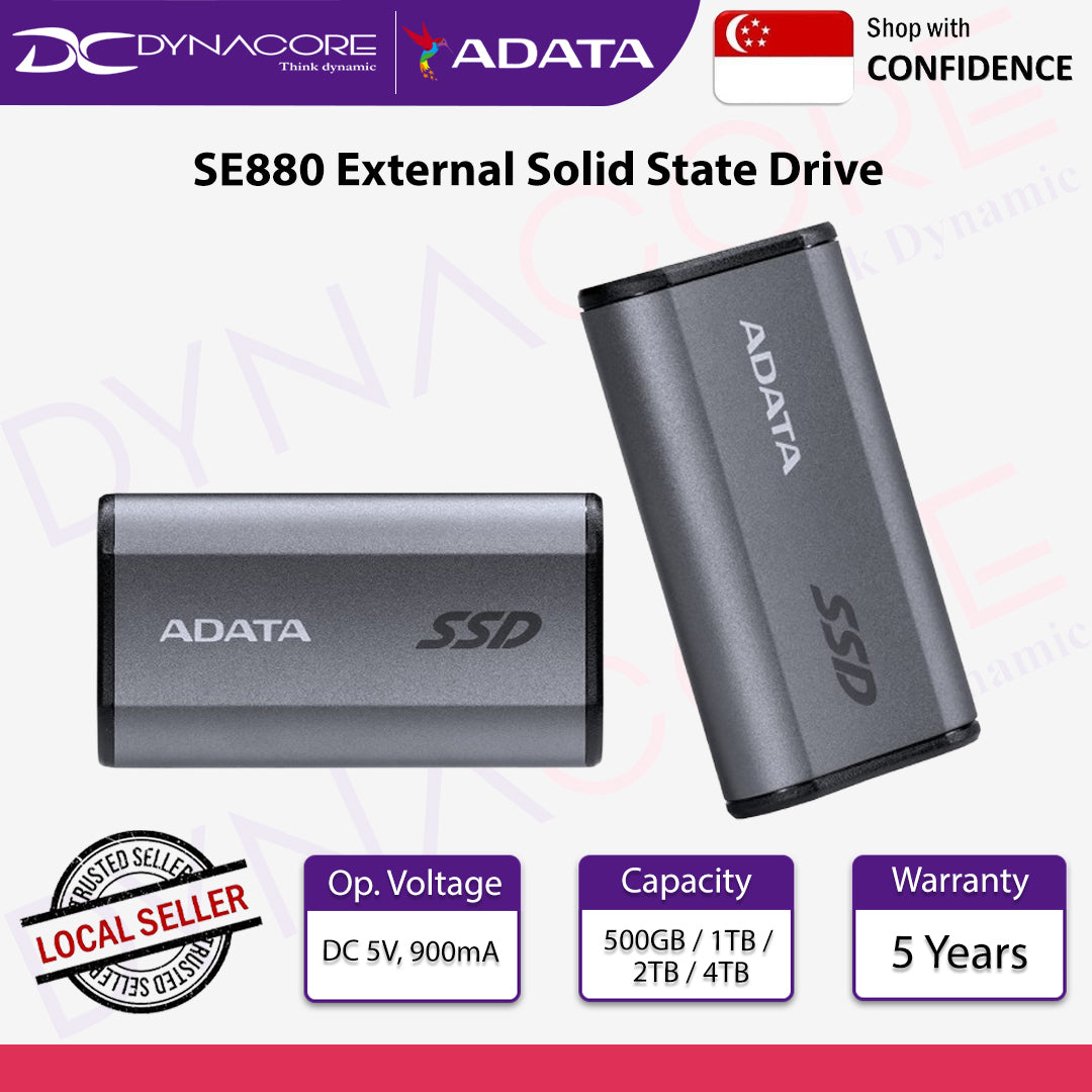 ADATA Elite SE880 500GB  SuperSpeed USB 3.2 Gen 2x2 USB Type-C External Portable SSD-4711085935786
