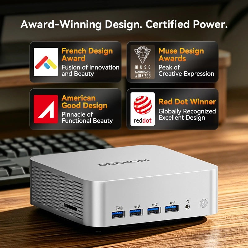 GEEKOM MINIPC FULL SET (AMD RYZEN AI 9 HX 470 /32GB X1 D5 RAM/ 1TB M.2 SSD/ AMD 890M/ WIN 11 PRO/WIFI 7+BT5.4) - GMAI9MAXHX470