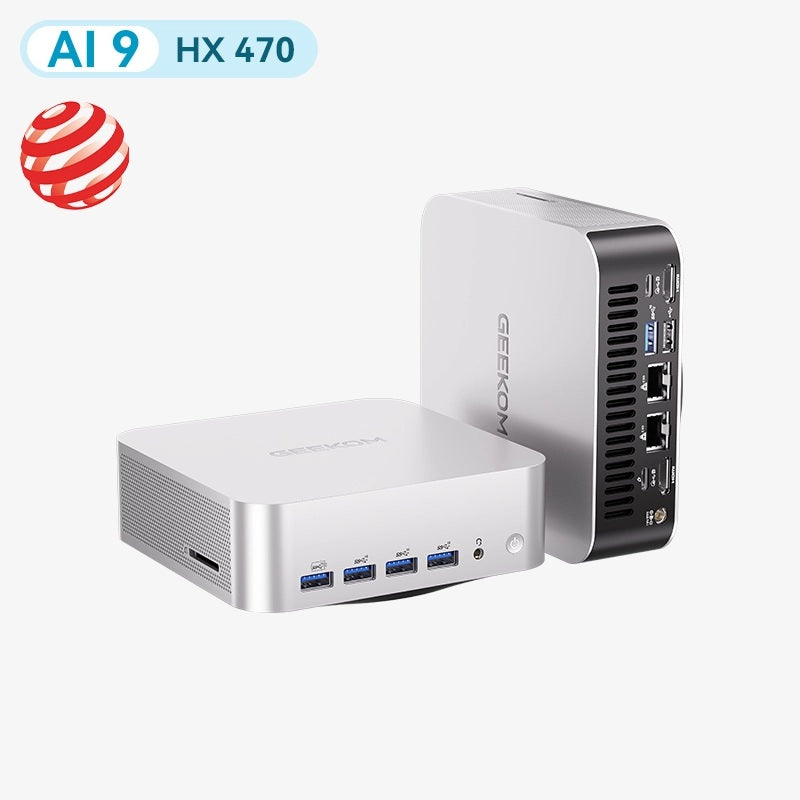 GEEKOM MINIPC FULL SET (AMD RYZEN AI 9 HX 470 /32GB X1 D5 RAM/ 1TB M.2 SSD/ AMD 890M/ WIN 11 PRO/WIFI 7+BT5.4) - GMAI9MAXHX470