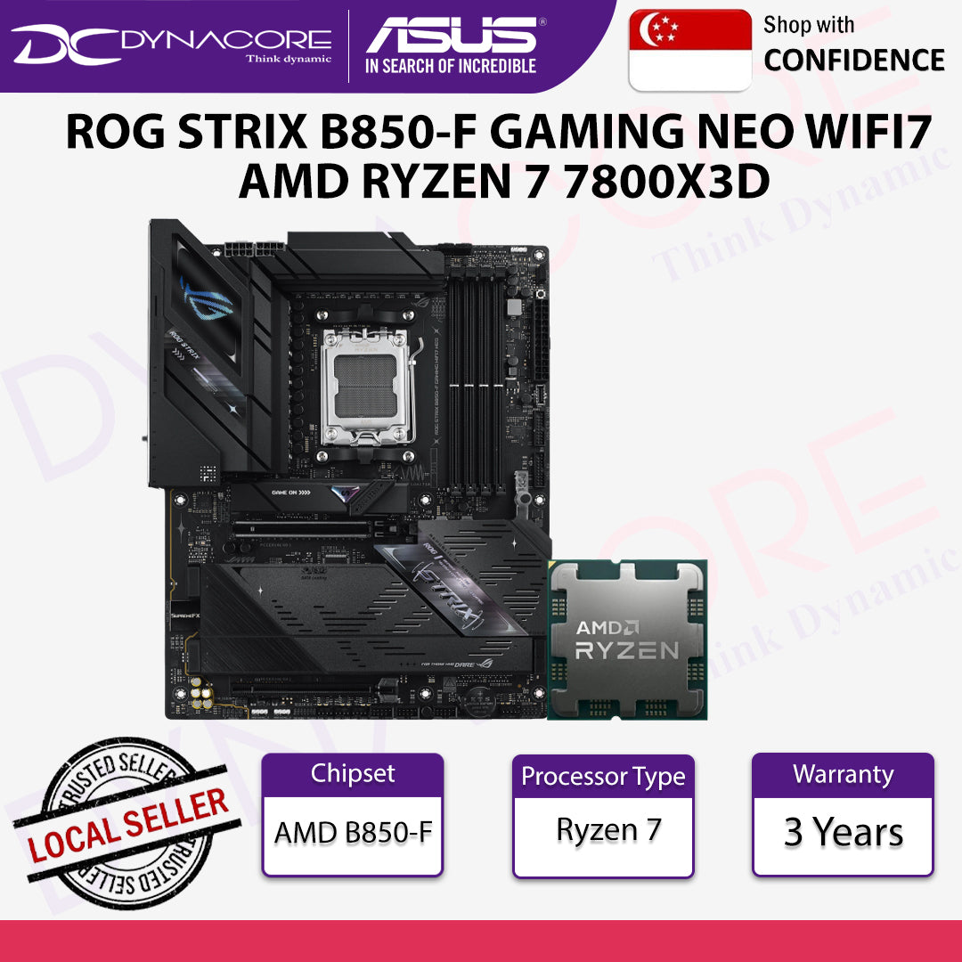 ASUS ROG STRIX B850-F GAMING NEO WIFI7 AMD RYZEN 7 7800X3D Processor/CPU