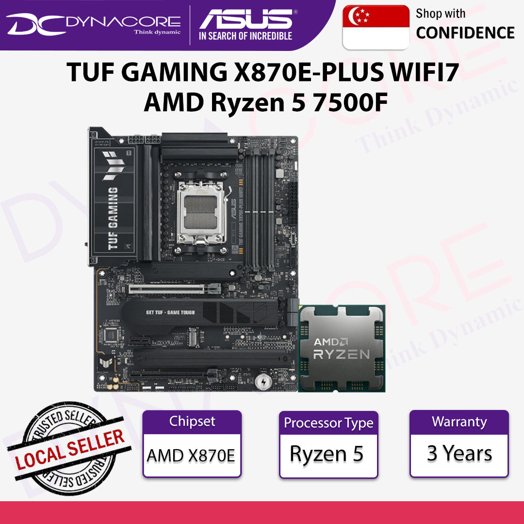 ASUS TUF GAMING X870E-PLUS WIFI7 Motherboard & AMD Ryzen 5 7500F Processor