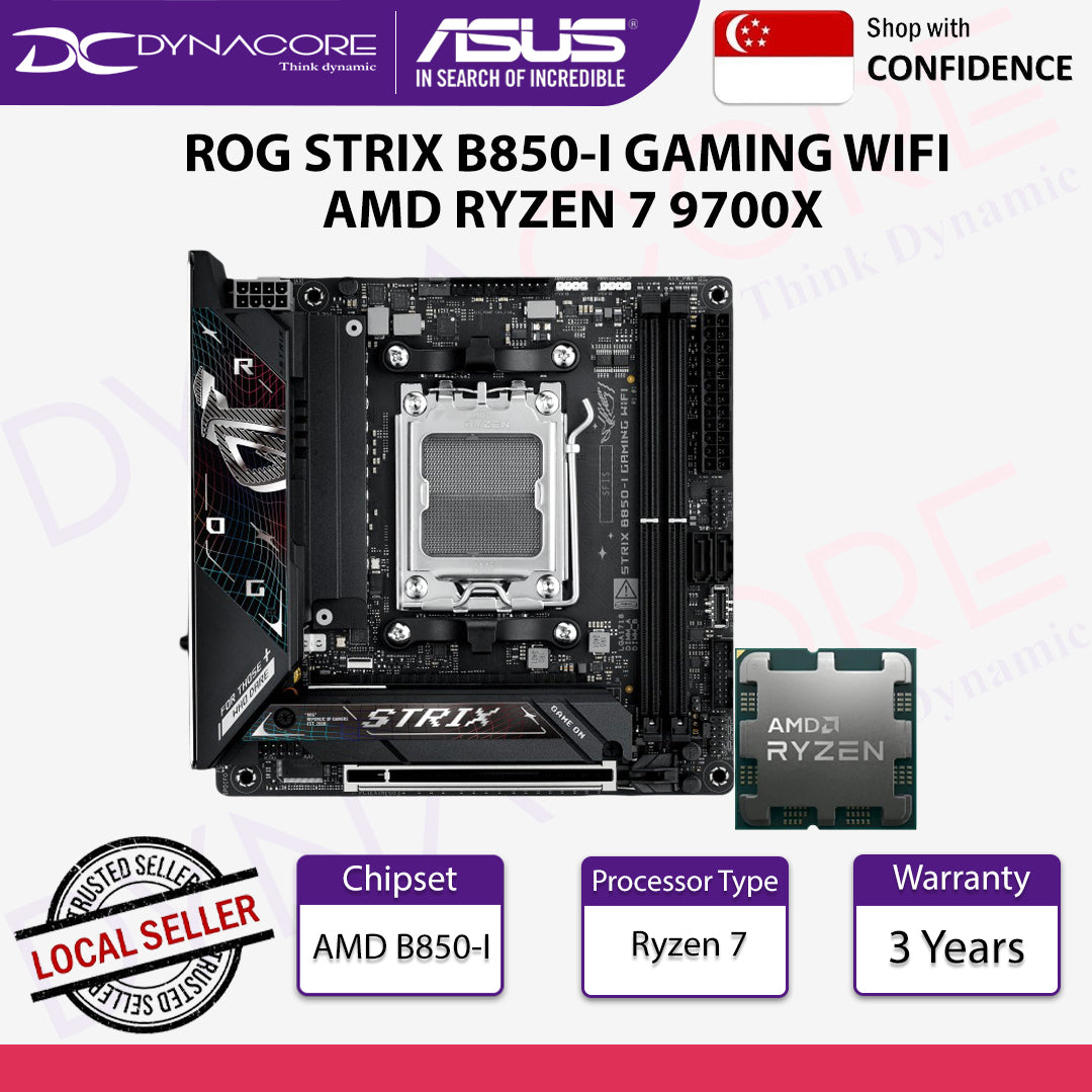 ASUS ROG STRIX B850-I GAMING WIFI ITX + AMD RYZEN 7 9700X Processor/CPU