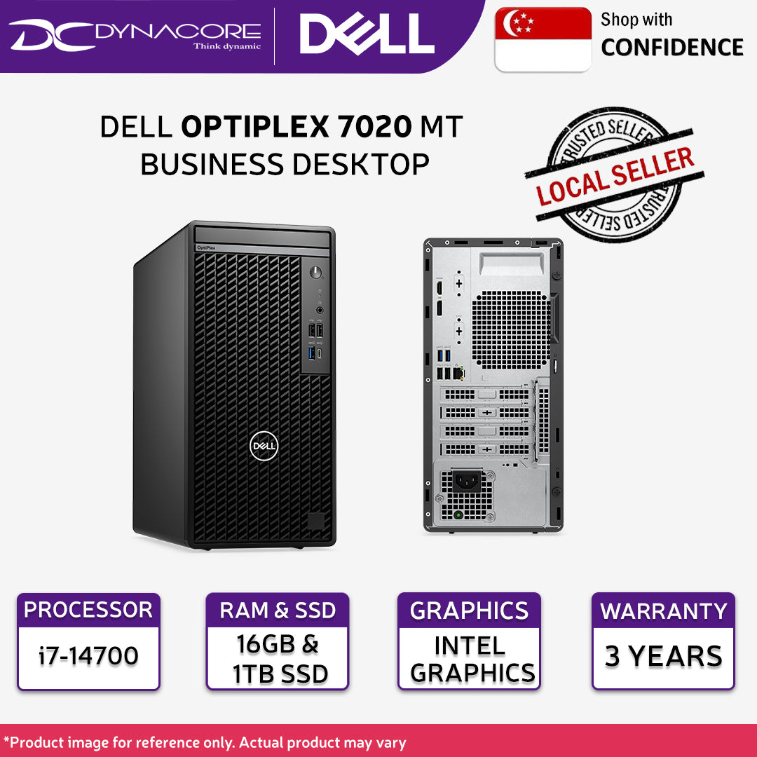 DELL OPTIPLEX 7020 MT (Mid Tower) BUSINESS DESKTOP (New 14th Gen Intel® Core™ i7-14700 20Core vPRO/ 16GB/ 1TB SSD/INTEL/WIN11-PRO) - AO7020PMTI7161TB