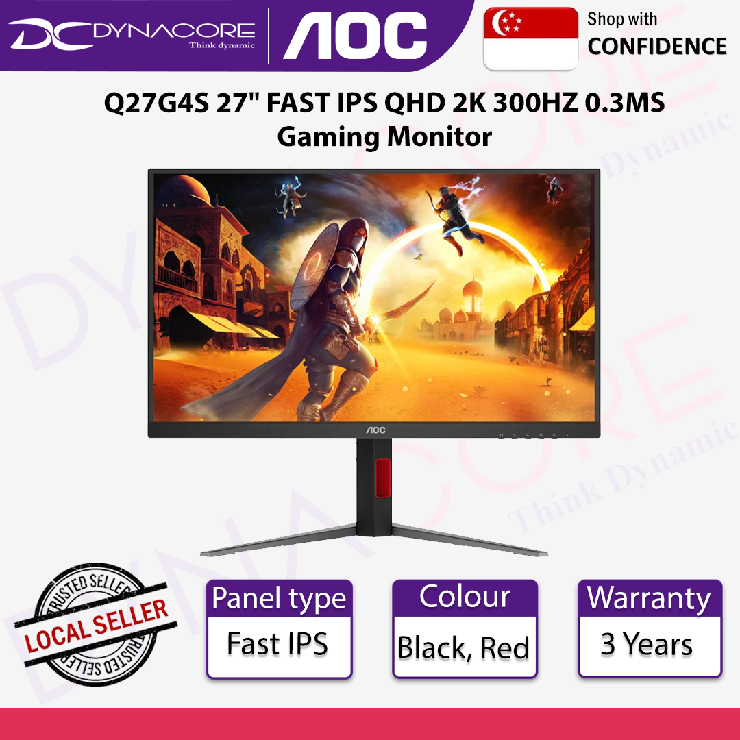 AOC Q27G4S 27" FAST IPS QHD 2K 300HZ 0.3MS Gaming Monitor - Adaptive Sync, HDMI 2.1 X2, DP 1.4 - AOCQ27G4S