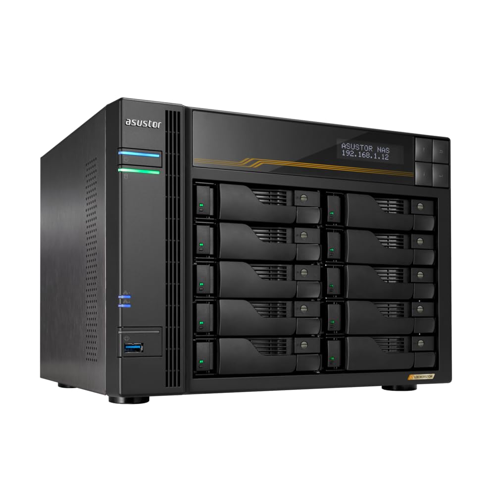 Asustor Lockerstor 10 Gen3 AS6810T 10 Bay 16GB RAM Network Attached Storage with Dual 10 Gigabit ports - 887372001688