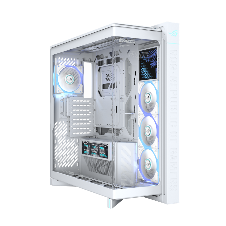 ASUS ROG Cronox GR801 ARGB LCD Curved EATX Tempered Glass Tower Case White - ASUSCROGR801WHTARGB