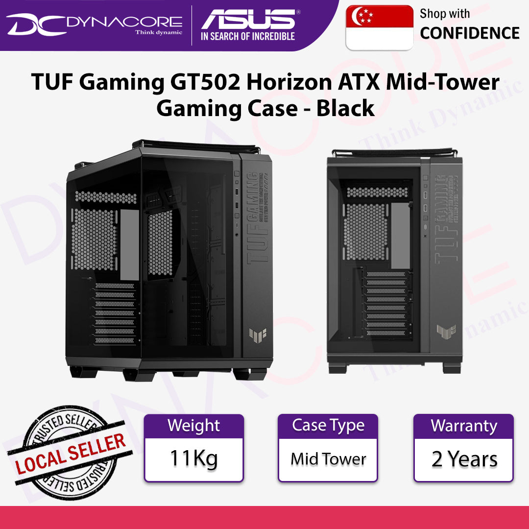 ASUS TUF Gaming GT502 Horizon ATX Mid-Tower Gaming Case Black - ASUSTUFGT502HORBLK
