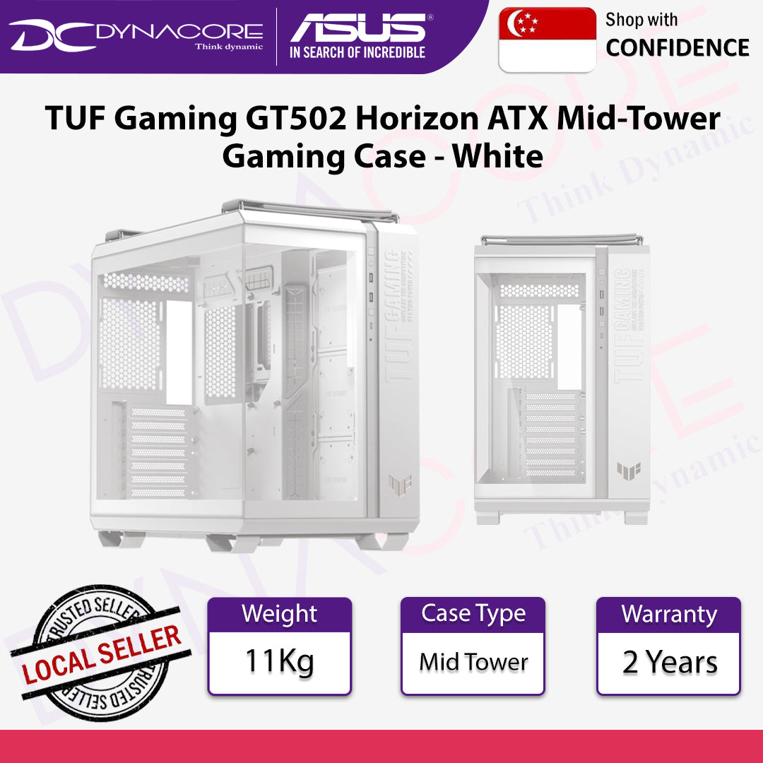 ASUS TUF Gaming GT502 Horizon ATX Mid-Tower Gaming Case White - ASUSTUFGT502HORWHT
