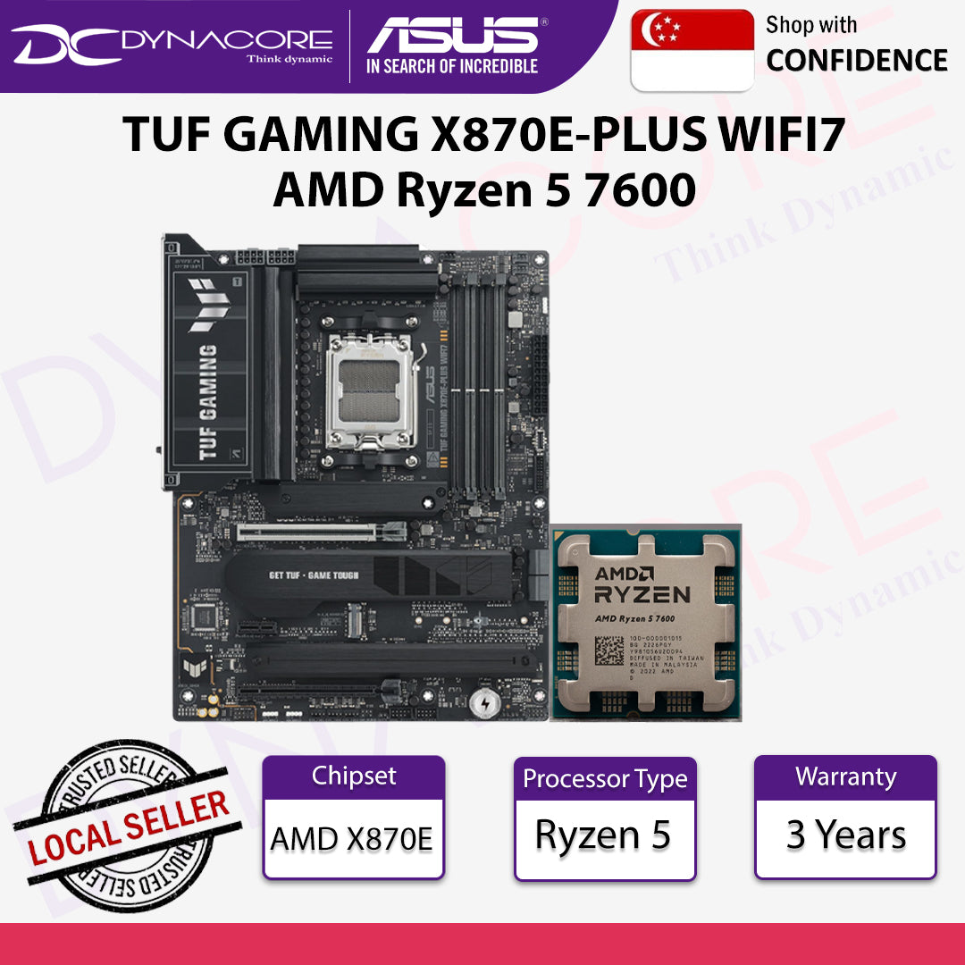 ASUS TUF GAMING X870E-PLUS WIFI7 Motherboard & AMD Ryzen 5 7600 Processor