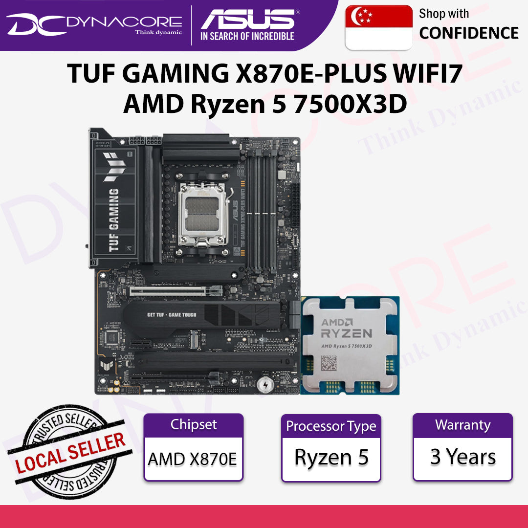 ASUS TUF GAMING X870E-PLUS WIFI7 Motherboard & AMD Ryzen 5 7500X3D Processor