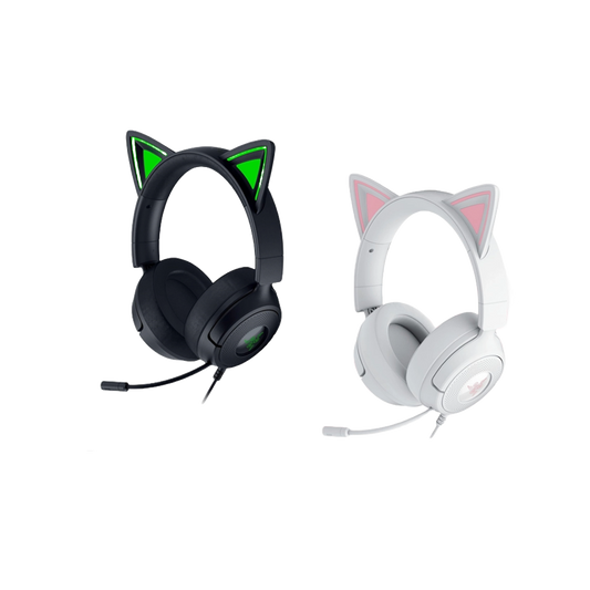 RAZER KRAKEN KITTY V3 X - WIRED HEADSET WITH KITTY EARS - BLACK / WHITE EDITION - 8887910061114,8887910061138