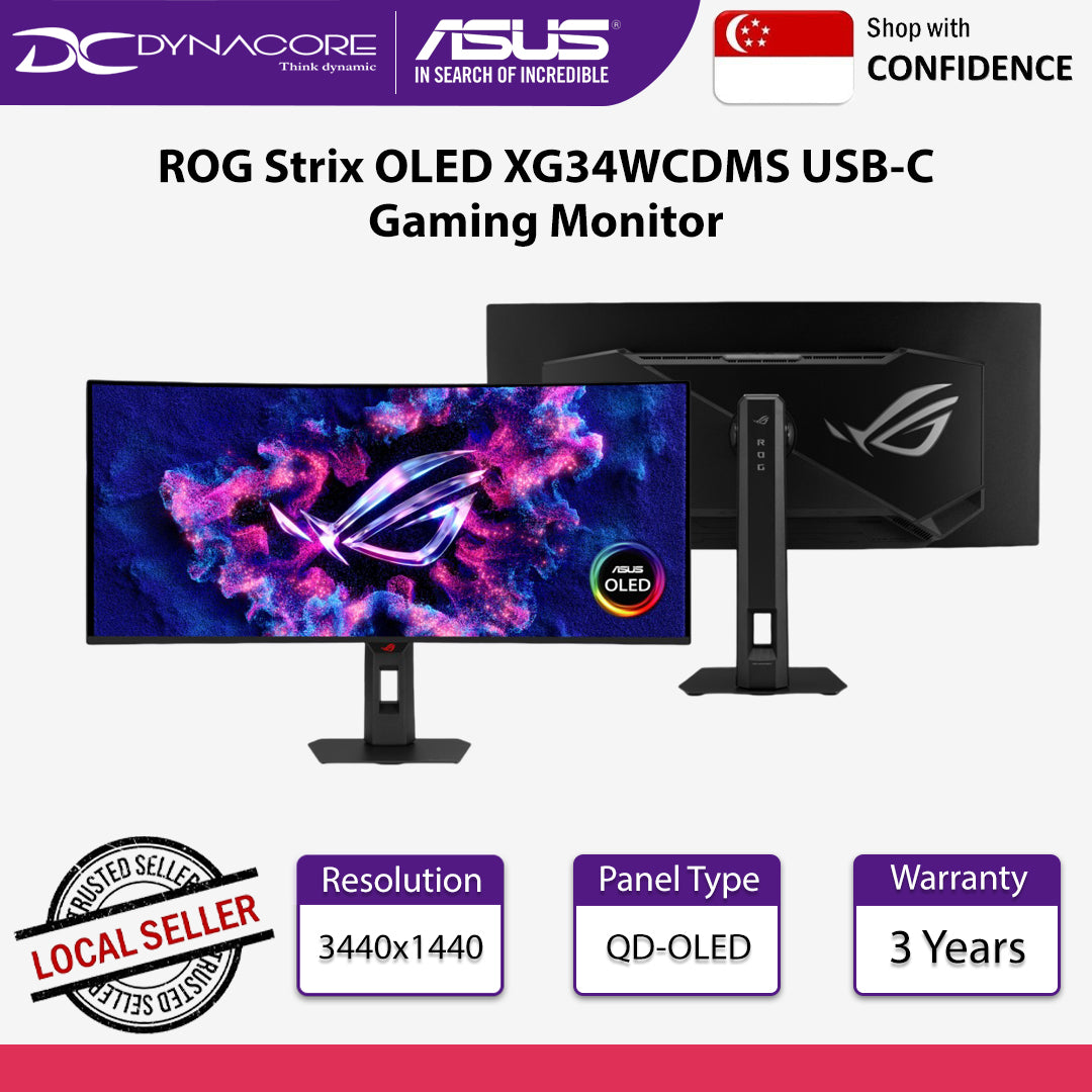 ASUS ROG Strix OLED XG34WCDG 34 Gaming Monitor 175Hz 0.03ms G-Sync Compatible USB-C - XG34WCDMS