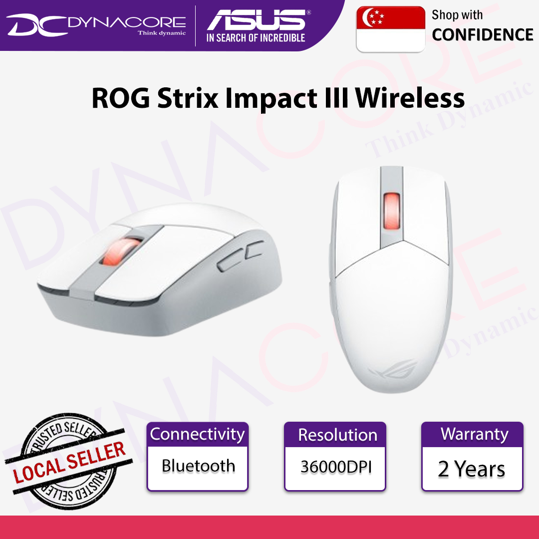 ASUS ROG Strix Impact III Wireless Gaming Mouse Bluetooth ROG SpeedNova - White - 4711387635704