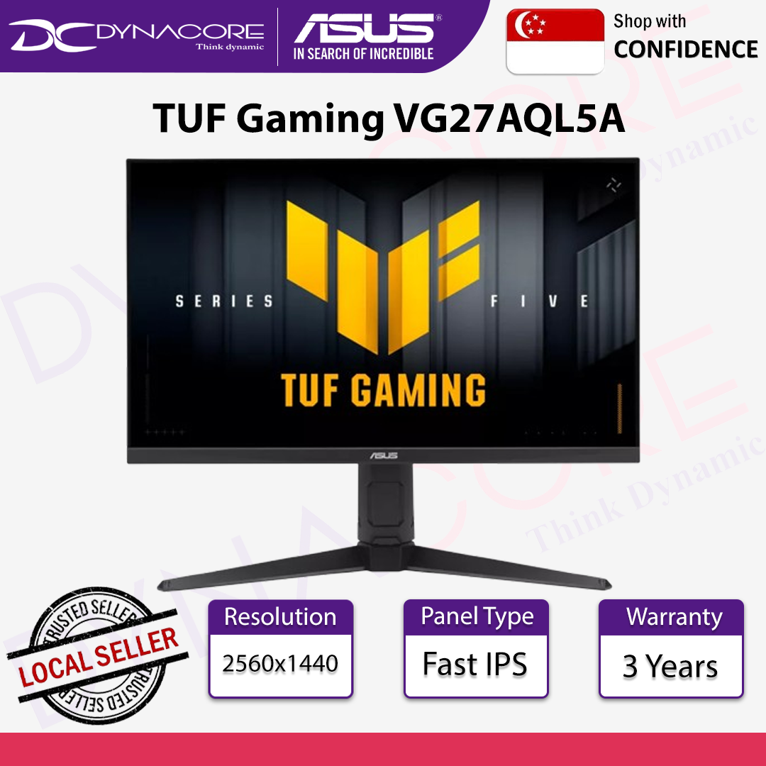 ASUS TUF Gaming Series 5  VG27AQL5A Gaming Monitor  27-inch, QHD(2560x1440), 210Hz(OC), Fast IPS, ELMB SYNC, 0.3ms GTG (min.), Stereo speaker, DisplayWidget Center, Gaming AI, Height Adjustment - ASUSVG27AQL5A