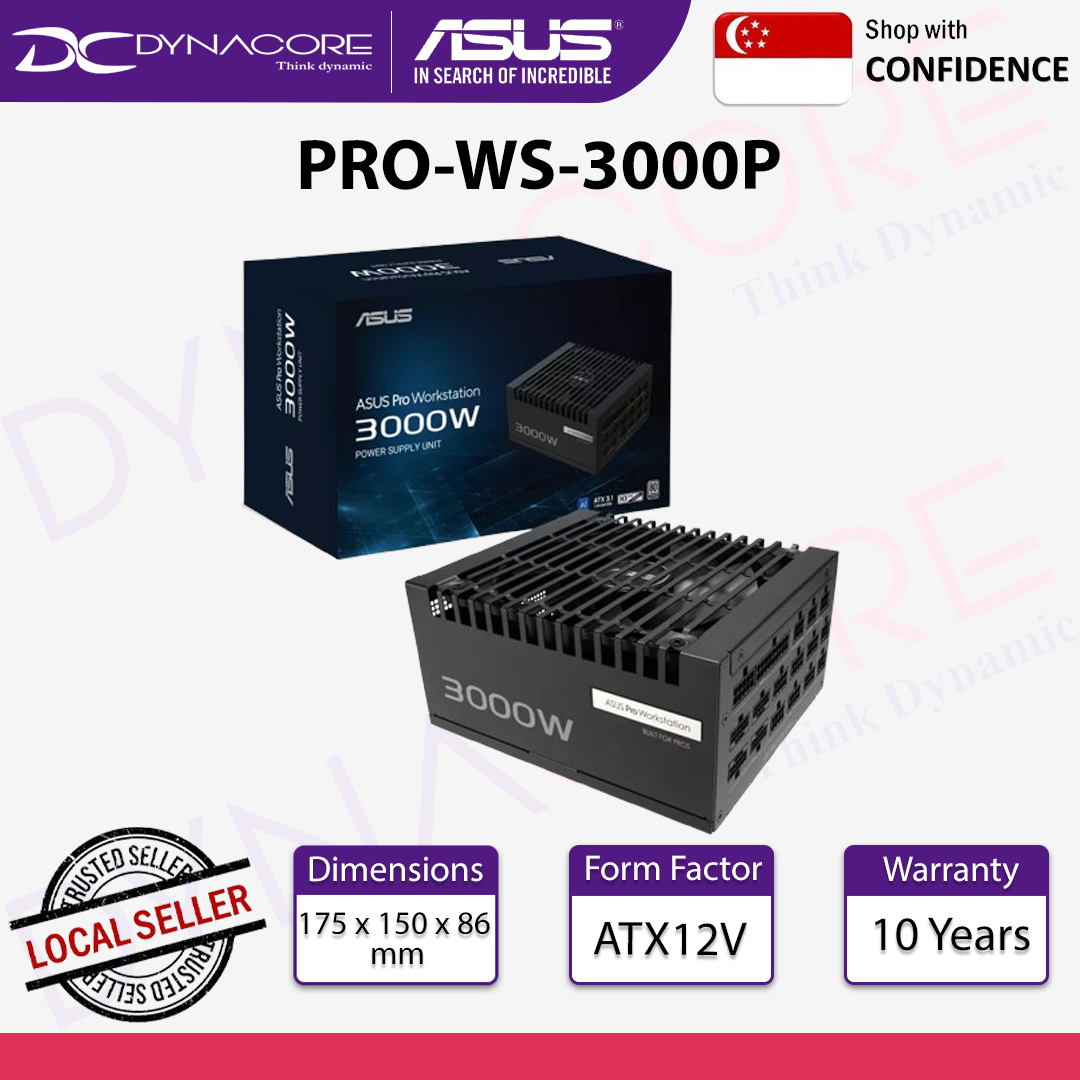 ASUS Pro WS 3000W ATX 80 Plus PCIe 5.1 Platinum Fully Modular Power Supply - 4711387972793