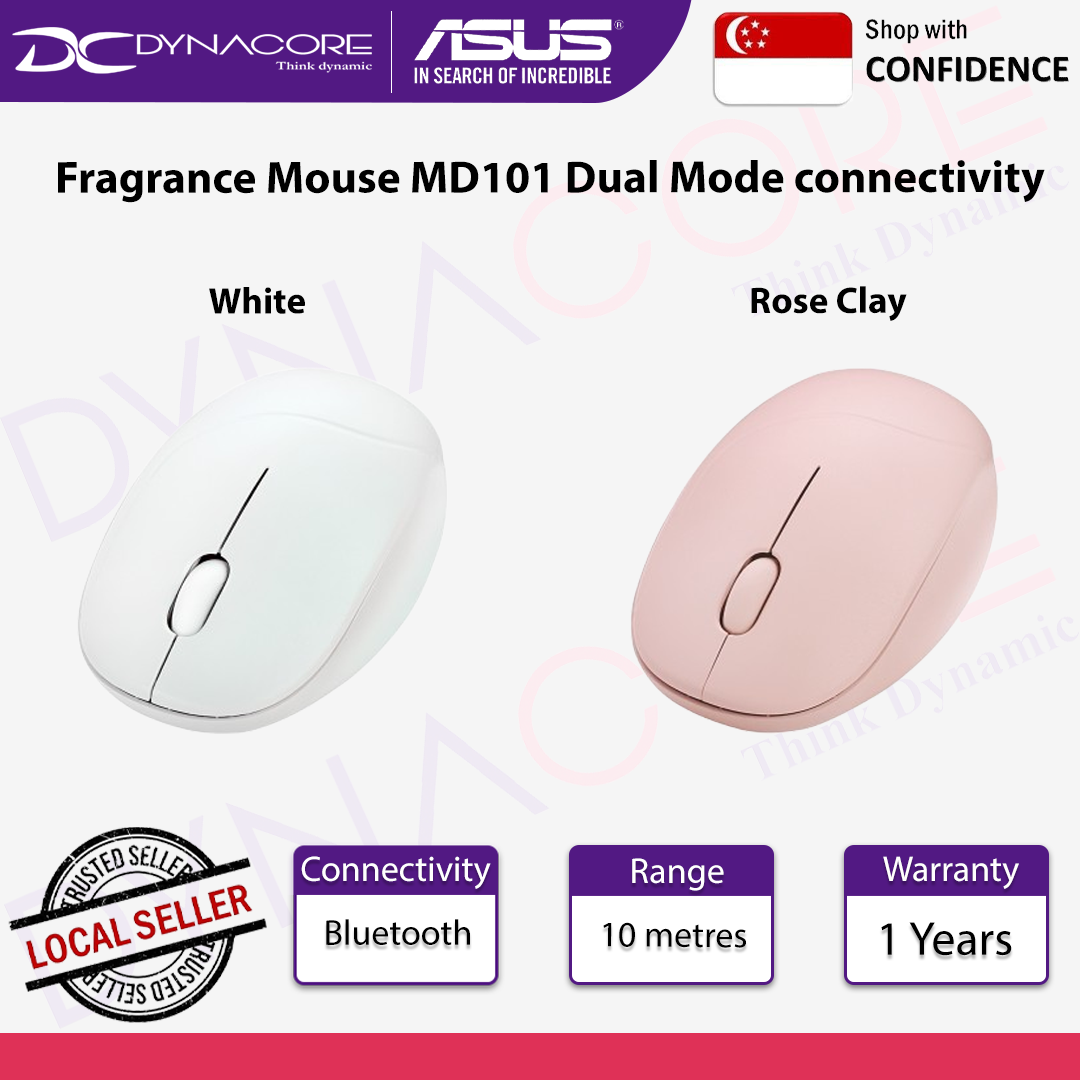 ASUS Fragrance Mouse MD101 Dual Mode connectivity - White / Rose Clay