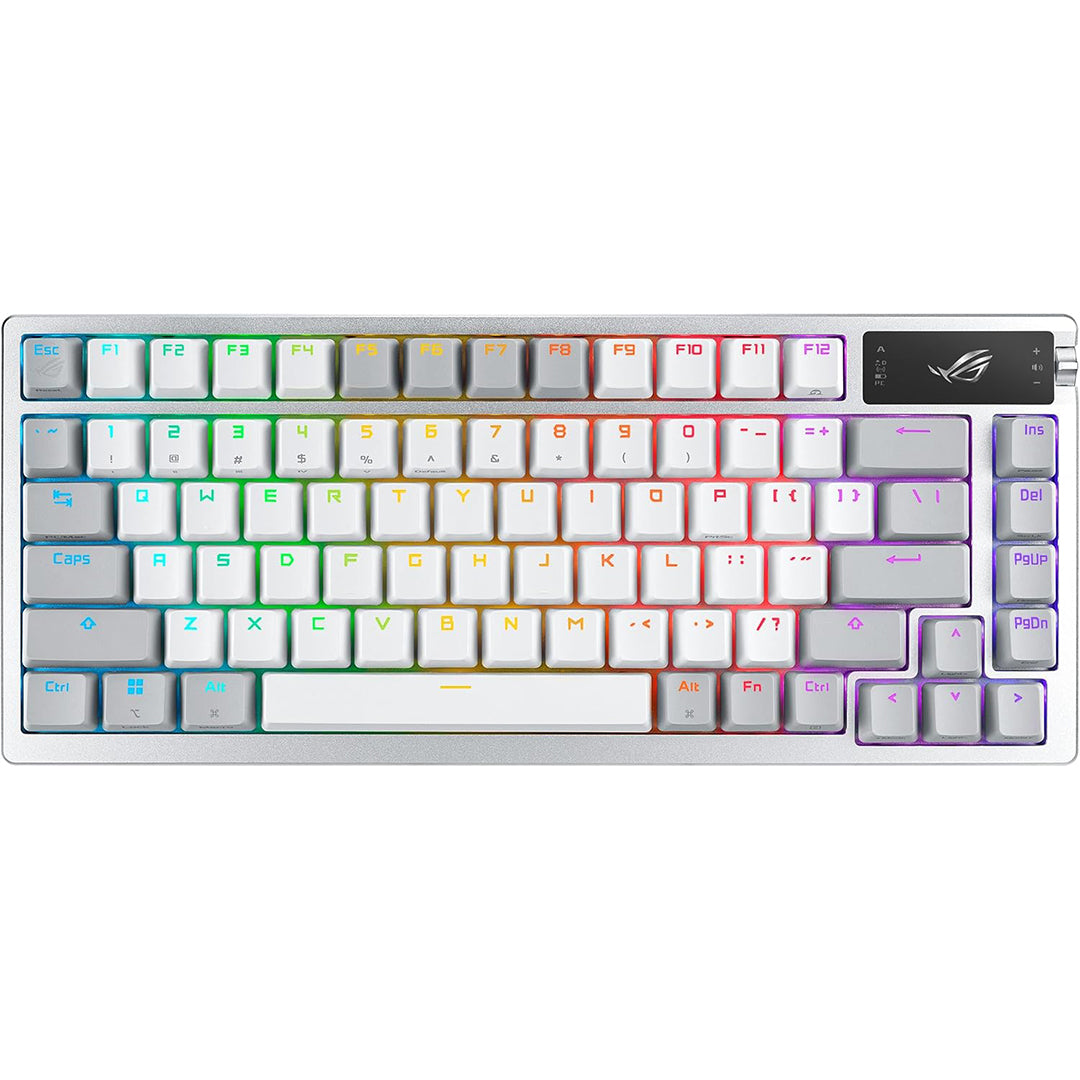 ASUS ROG AZOTH WIRELESS CUSTOM KEYBOARD MOONLIGHT WHITE - NX SNOW LINEAR / NX STORM CLICKY - 197105209589