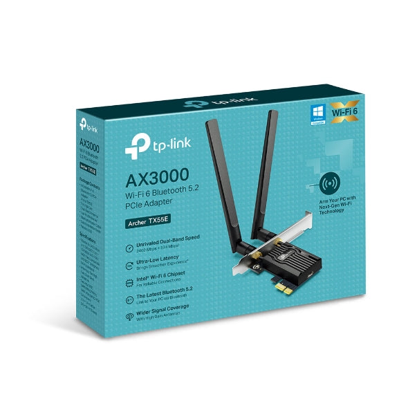 TP-LINK ARCHER TX55E AX3000 WIFI 6 W/BT PCI-E Adapter - 4897098687390