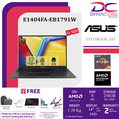 ASUS VIVOBOOK GO E1404FA-EB1791W (RYZEN 3 30 4CORE/8GB LP-RAM/256GB/14'FHD/WIN11H) - E1404FA-EB1791W