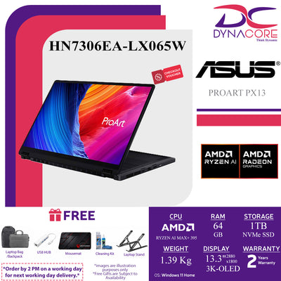 ASUS PROART PX13 HN7306EA-LX065W (AMD RYZEN AI MAX+ 395 16C/64GB LP-RAM/1TB/13.3"3K-OLED-TOUCH-NANO BLACK/AMD/WIN11H) - HN7306EA-LX065W
