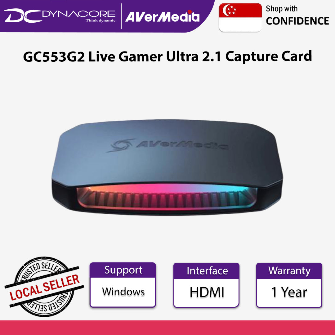 Avermedia GC553G2 Live Gamer Ultra 2.1 for Streaming and Gaming VRR Support and HDR 4K Capture Card - GC553G2