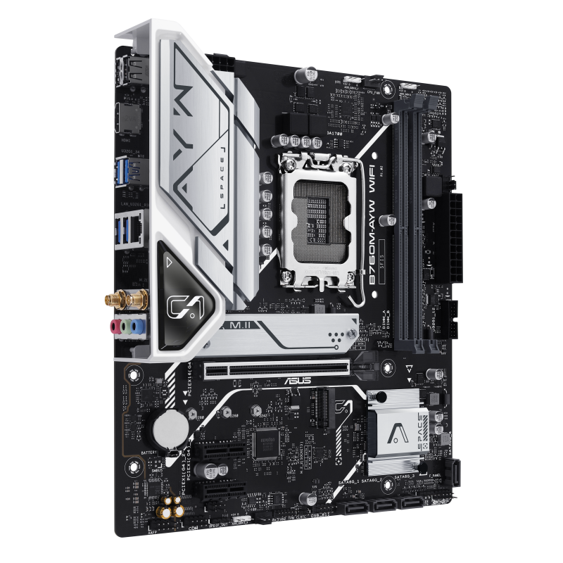 ASUS B760M-AYW WIFI D4, an Intel® B760 LGA 1700 mATX motherboard - 197105274570