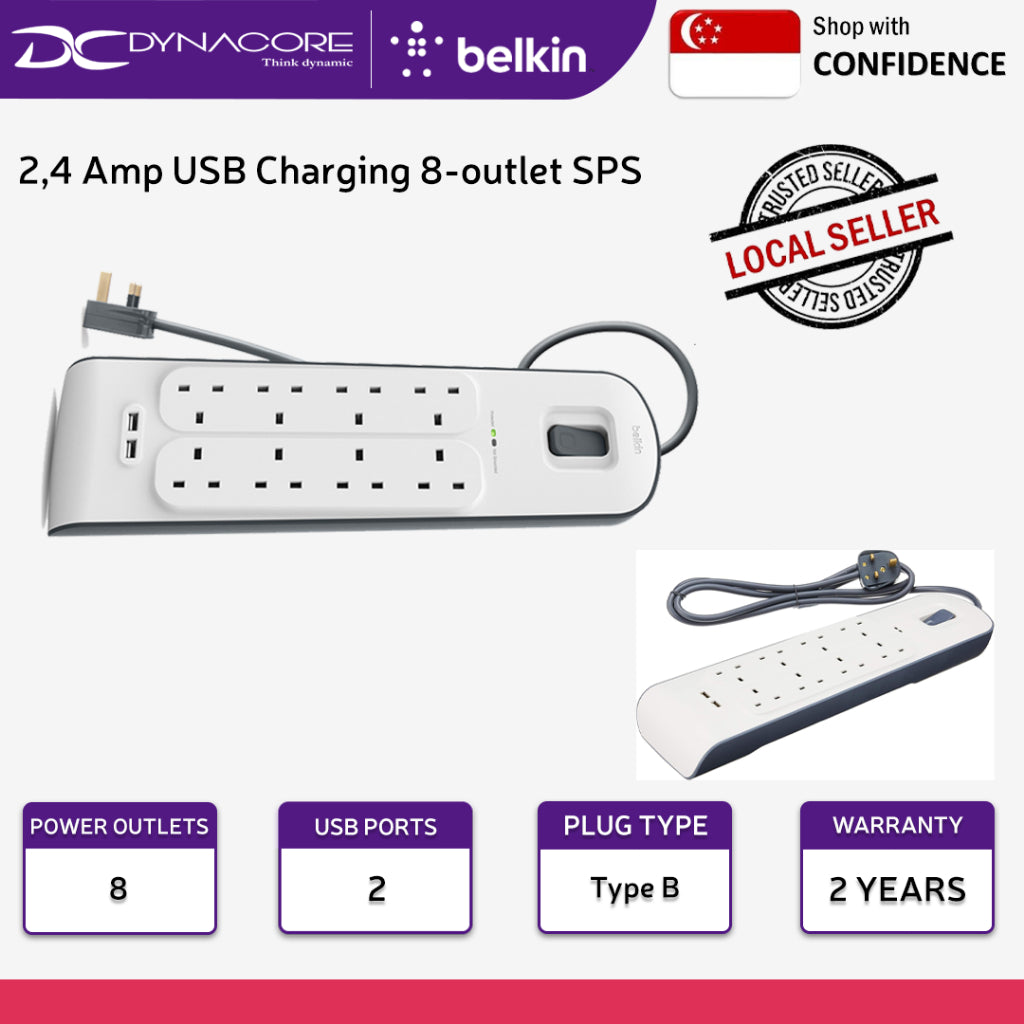 BELKIN 2,4 Amp USB Charging 8-outlet Surge Protection Strip - BSV804SA2M - 745883651061