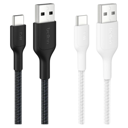 BoostCharge Pro Braided USB-A to USB-C Cable 15W - 2M (Black/White)